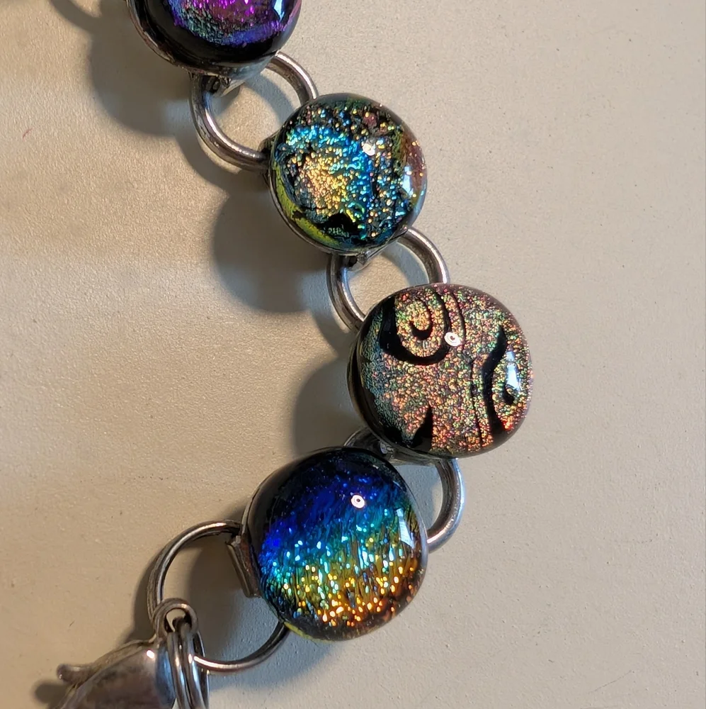 Rainbow Pride Hand Blown Glass Artisan Bracelet - Picture 4 of 7